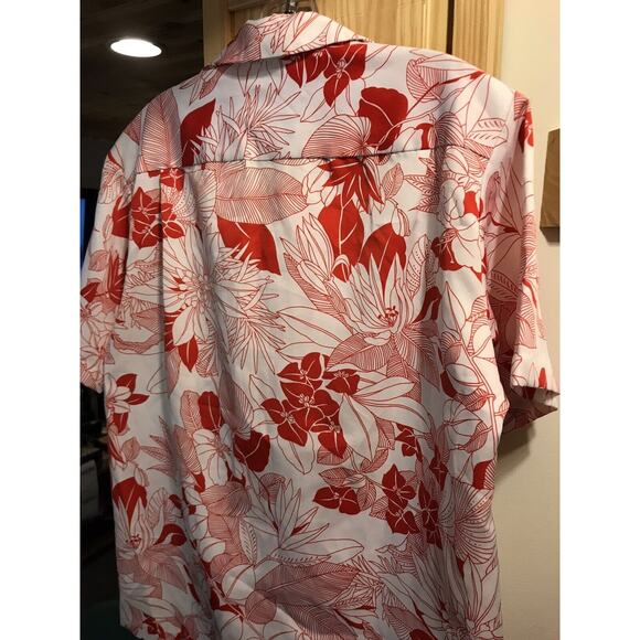 Hawaii Nei Honolulu Vintage Men’s L Red Floral Short Sleeve Button Down Shirt - Picture 10 of 12